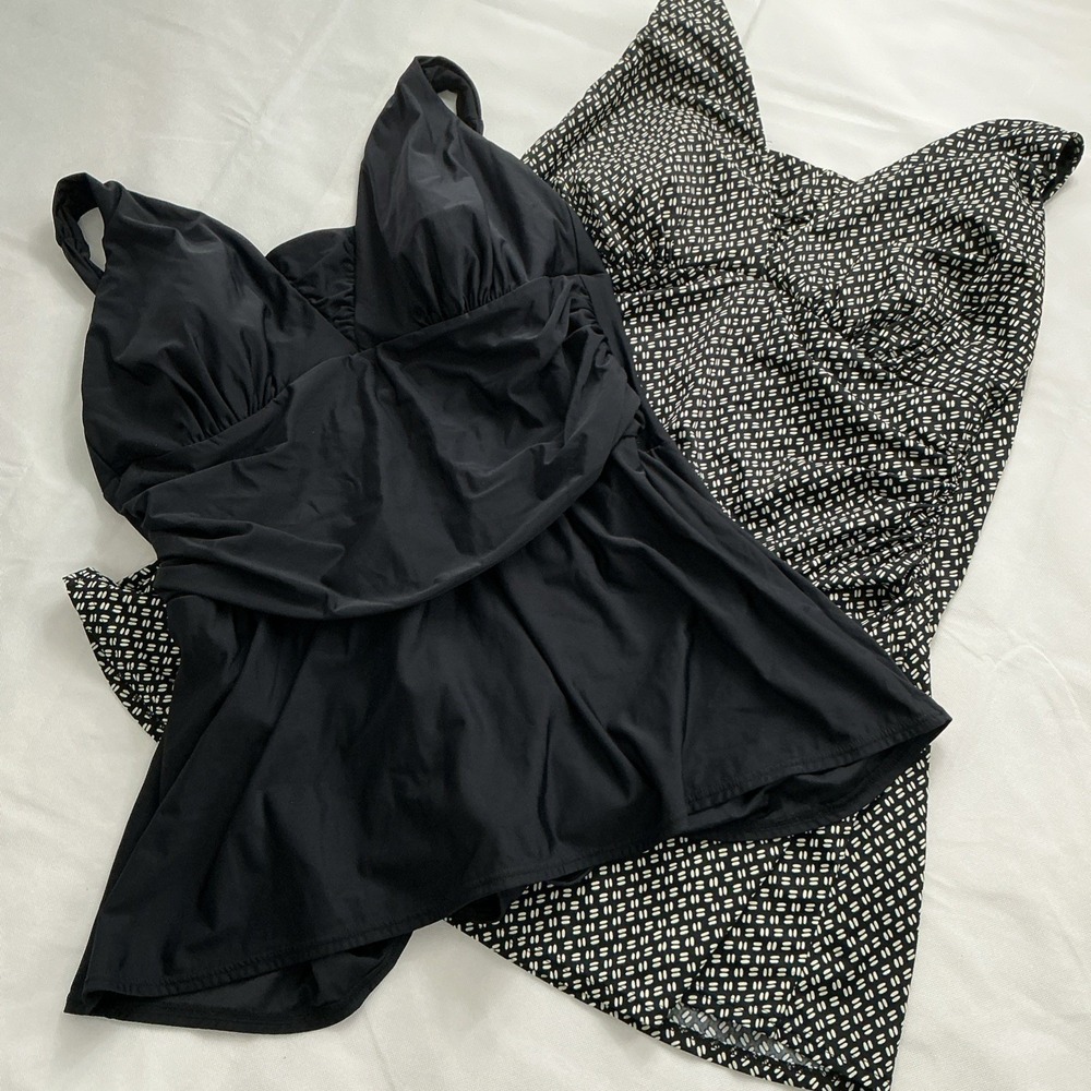 Lot of 2 Lands' End Women's Swimsuits Size 22W Swim dresses One Piece Size Black